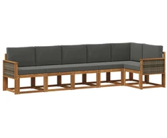 Lauko sofos komplektas su pagalve 6 pcs Natūralus ir antracitas