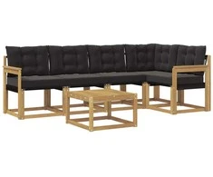 Lauko sofos komplektas su pagalve 6 pcs Balta ir juoda