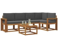 Lauko sofos komplektas su pagalve 6 pcs Natūralus ir antracitas