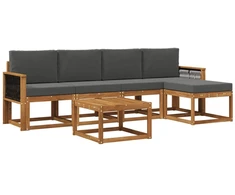 Lauko sofos komplektas su pagalve 6 pcs Natūralus ir antracitas
