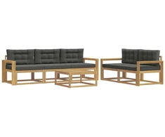 Lauko sofos komplektas su pagalve 6 pcs Balta ir antracito