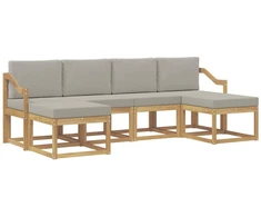 Lauko sofos komplektas su pagalve 6 pcs Balta ir šviesiai pilka