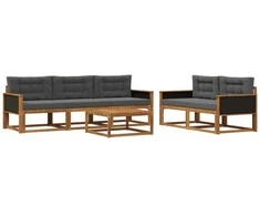 Lauko sofos komplektas su pagalve 6 pcs Natūralus ir antracitas