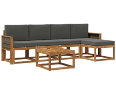 Lauko sofos komplektas su pagalve 6 pcs Natūralus ir antracitas