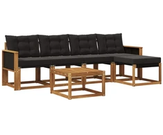 Lauko sofos komplektas su pagalve 6 pcs Natūrali ir juoda