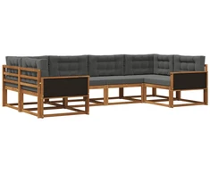 Lauko sofos komplektas su pagalve 6 pcs Natūralus ir antracitas