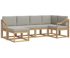 Lauko sofos komplektas su pagalve 6 pcs Balta ir šviesiai pilka