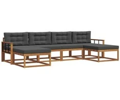Lauko sofos komplektas su pagalve 6 pcs Natūralus ir antracitas