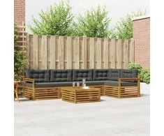 Lauko sofos komplektas su pagalve 6 pcs Natūralus ir antracitas