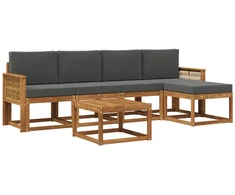Lauko sofos komplektas su pagalve 6 pcs Natūralus ir antracitas