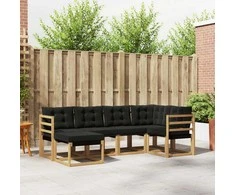 Lauko sofos komplektas su pagalve 6 pcs Balta ir juoda