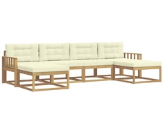 Lauko sofos komplektas su pagalve 6 pcs Balta ir kreminė