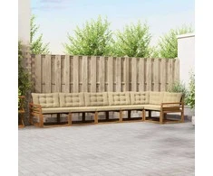 Lauko sofos komplektas su pagalve 6 pcs Natūralus ir bežinis