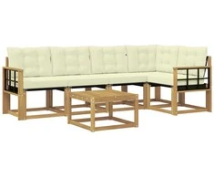 Lauko sofos komplektas su pagalve 6 pcs Balta ir kreminė