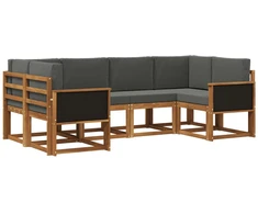 Lauko sofos komplektas su pagalve 6 pcs Natūralus ir antracitas