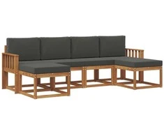 Lauko sofos komplektas su pagalve 6 pcs Natūralus ir antracitas