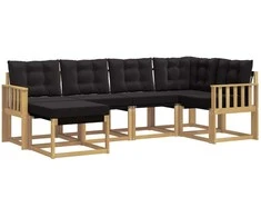 Lauko sofos komplektas su pagalve 6 pcs Balta ir juoda