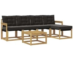 Lauko sofos komplektas su pagalve 6 pcs Balta ir juoda