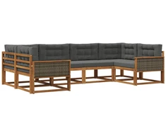 Lauko sofos komplektas su pagalve 6 pcs Natūralus ir antracitas