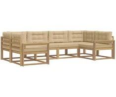 Lauko sofos komplektas su pagalve 6 pcs Balta ir kreminė