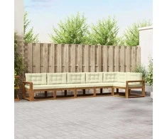 Lauko sofos komplektas su pagalve 6 pcs Natūralus ir grietinėlė
