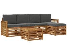 Lauko sofos komplektas su pagalve 6 pcs Natūralus ir antracitas