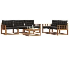 Lauko sofos komplektas su pagalve 6 pcs Natūrali ir juoda