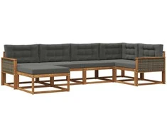 Lauko sofos komplektas su pagalve 6 pcs Natūralus ir antracitas