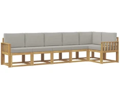 Lauko sofos komplektas su pagalve 6 pcs Balta ir šviesiai pilka