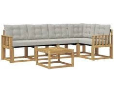 Lauko sofos komplektas su pagalve 6 pcs Balta ir šviesiai pilka
