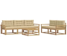 Lauko sofos komplektas su pagalve 6 pcs Balta ir kreminė