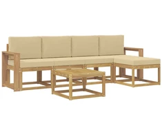 Lauko sofos komplektas su pagalve 6 pcs Balta ir kreminė