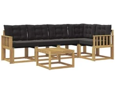 Lauko sofos komplektas su pagalve 6 pcs Balta ir juoda