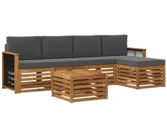 Lauko sofos komplektas su pagalve 6 pcs Natūralus ir antracitas