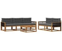 Lauko sofos komplektas su pagalve 6 pcs Natūralus ir antracitas