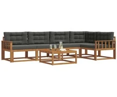 Lauko sofos komplektas su pagalve 6 pcs Natūralus ir antracitas