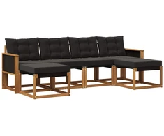 Lauko sofos komplektas su pagalve 6 pcs Natūrali ir juoda