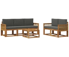Lauko sofos komplektas su pagalve 6 pcs Natūralus ir antracitas