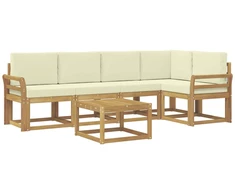 Lauko sofos komplektas su pagalve 6 pcs Balta ir kreminė