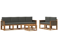Lauko sofos komplektas su pagalve 6 pcs Natūralus ir antracitas