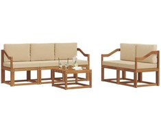 Lauko sofos komplektas su pagalve 6 pcs Natūralus ir bežinis