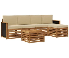Lauko sofos komplektas su pagalve 6 pcs Natūralus ir bežinis