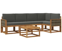 Lauko sofos komplektas su pagalve 6 pcs Natūralus ir antracitas