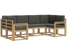 Lauko sofos komplektas su pagalve 6 pcs Balta ir antracito