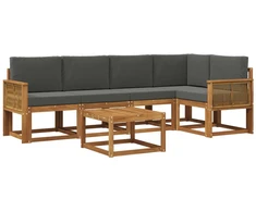 Lauko sofos komplektas su pagalve 6 pcs Natūralus ir antracitas