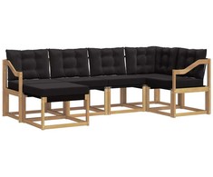 Lauko sofos komplektas su pagalve 6 pcs Balta ir juoda