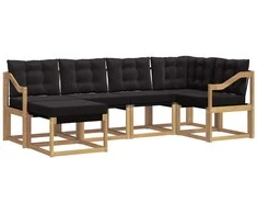 Lauko sofos komplektas su pagalve 6 pcs Balta ir juoda