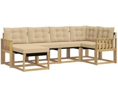Lauko sofos komplektas su pagalve 6 pcs Balta ir kreminė