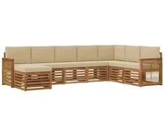 Lauko sofos komplektas su pagalve 6 pcs Natūrali