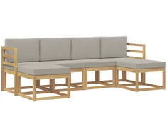 Lauko sofos komplektas su pagalve 6 pcs Balta ir šviesiai pilka